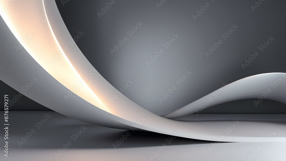 Poster minimalistic gray and white abstract background with curved shapes