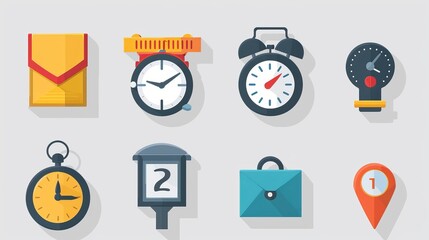 Address, time, date icons vector eps10 stock illustration
