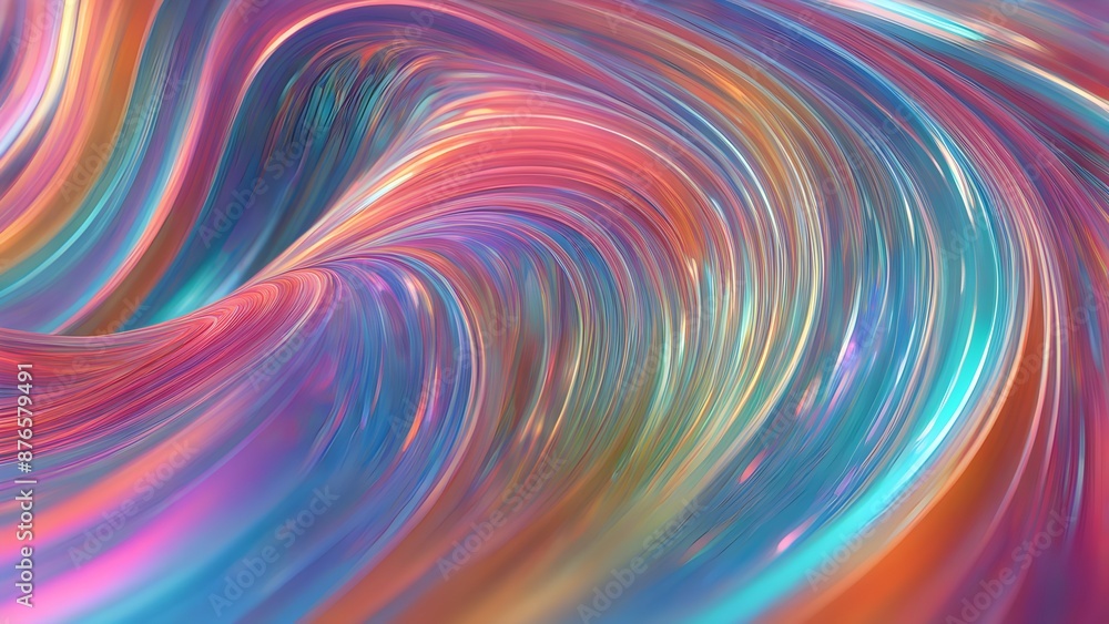 Poster multicolor iridescent waves of light form an elegant abstract background