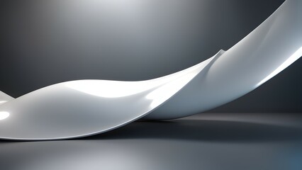 Minimalistic 3D white wave on a dark background