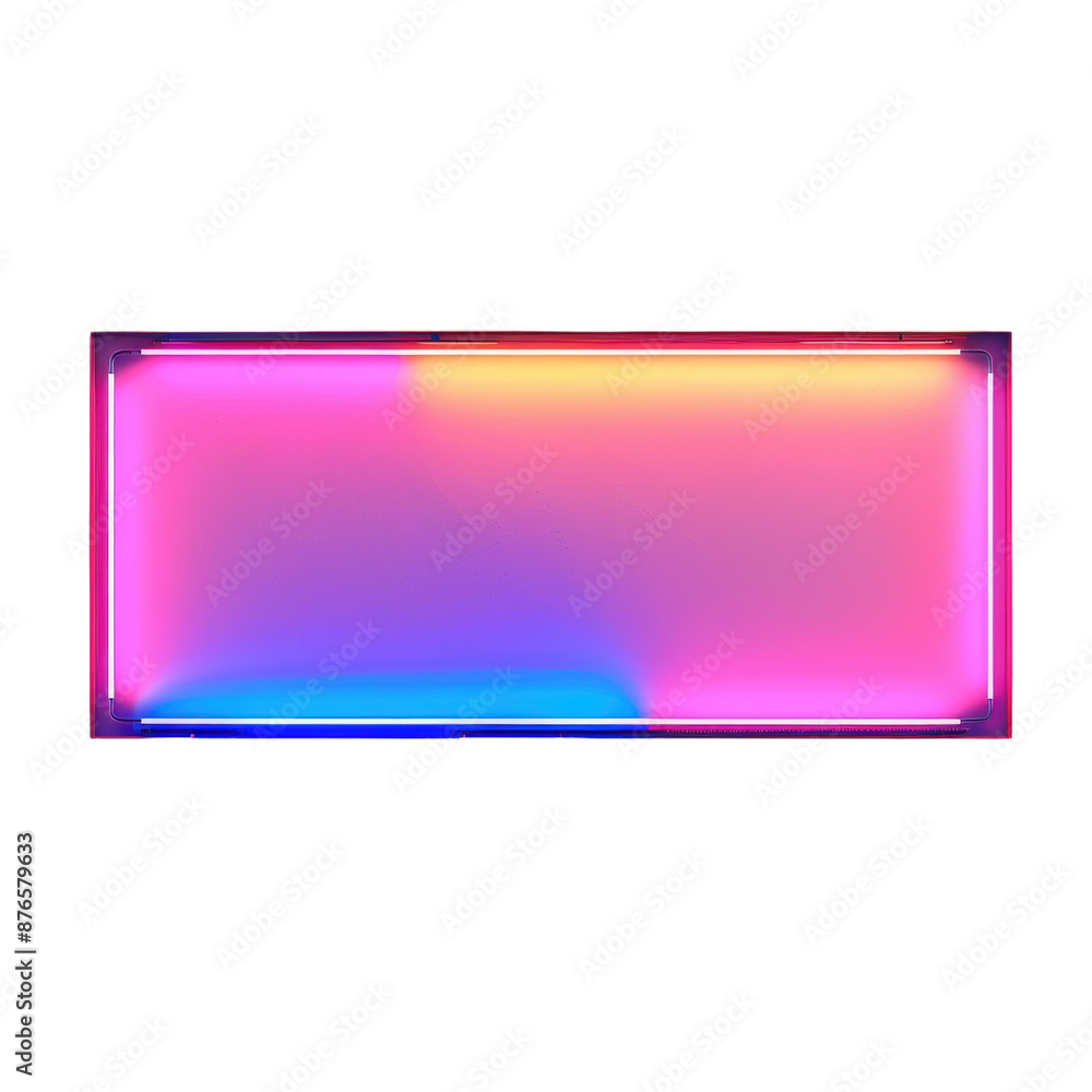 Poster vibrant abstract gradient in rectangular frame with neon lights