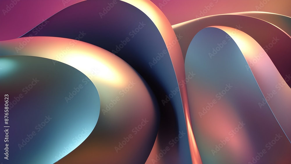 Poster gradient color abstract 3d shapes with smooth edges