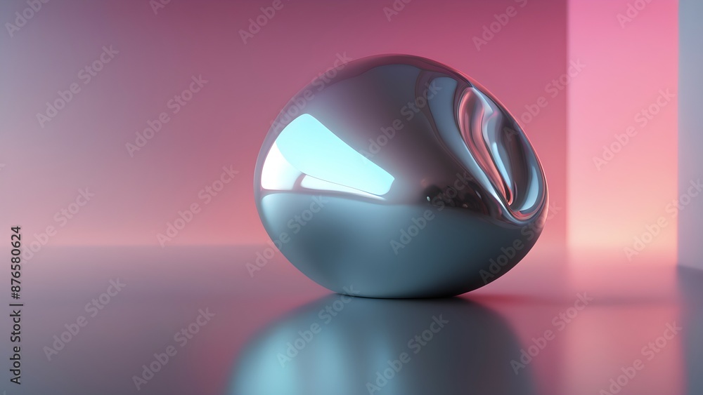 Poster gradient sphere on reflective surface with pink background