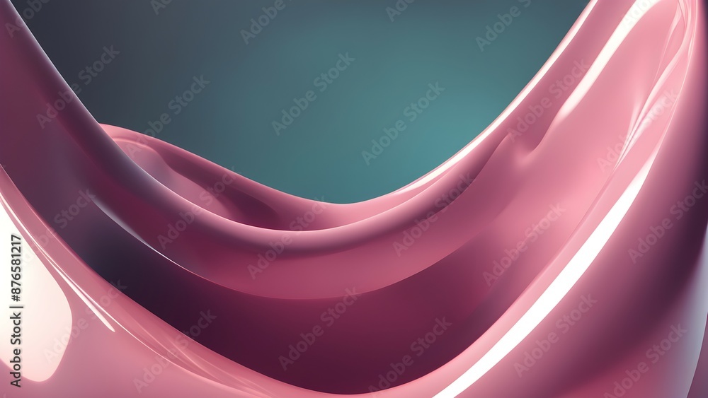Aufkleber pink and blue abstract 3d rendering of a smooth liquid surface with gentle curves and soft lighting