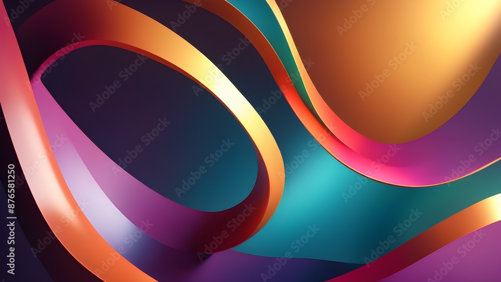 Poster gradient 3d shapes with smooth reflections and shadows