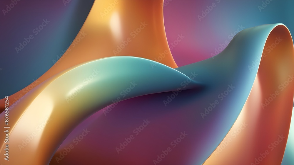 Poster abstract 3d rendering of intertwined multicolored glossy tubes with smooth curves against a gradient