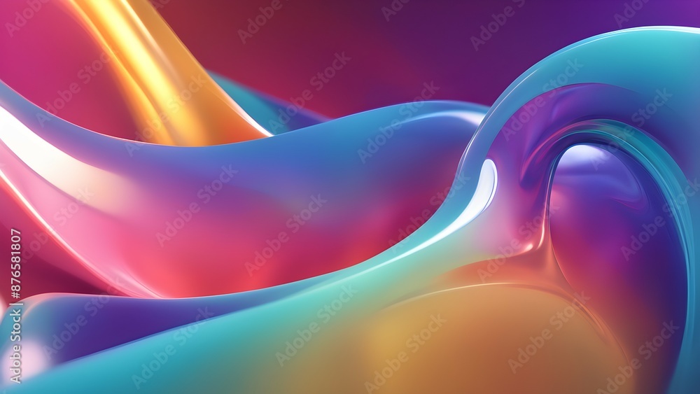Poster multicolor abstract background with smooth wavy shapes and vibrant color transitions