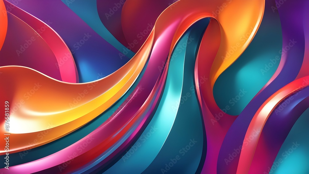 Poster multicolor abstract background with smooth wavy shapes
