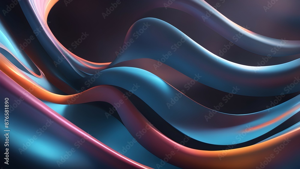 Aufkleber abstract 3d rendering of fluid shapes with vibrant color gradients