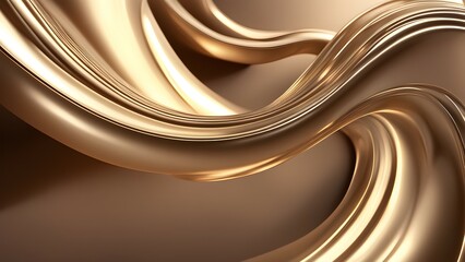 Fototapeta premium Golden abstract background with smooth liquid-like waves
