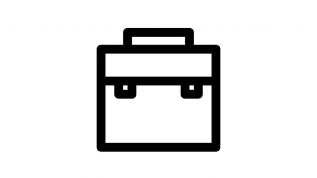 Animated Suitcase Icon in Line Style with Alpha Channel. Perfect for Project and Presentations