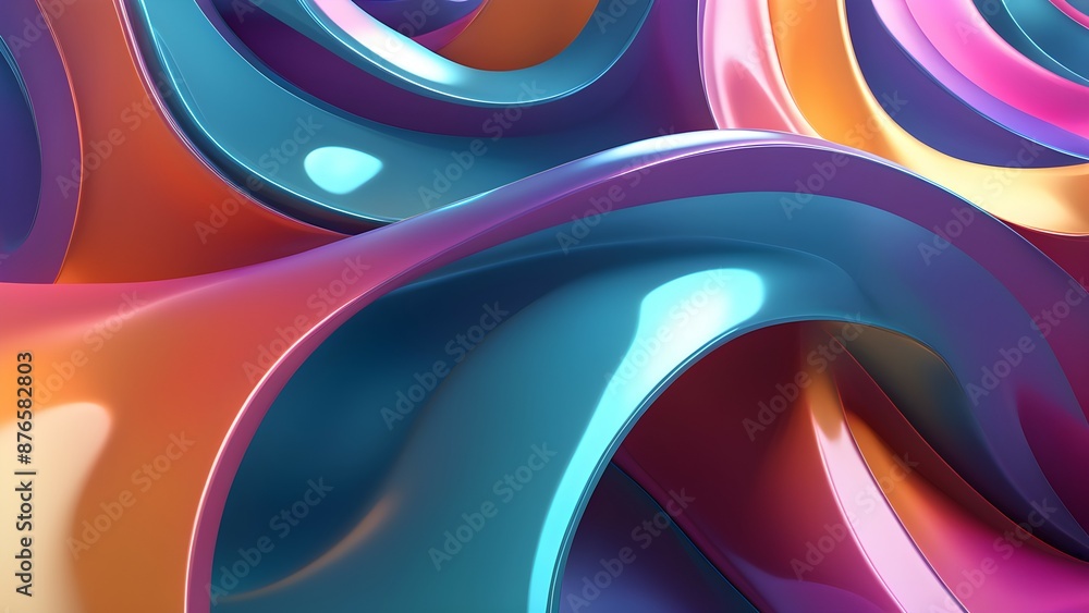 Poster gradient color glossy abstract 3d shape background