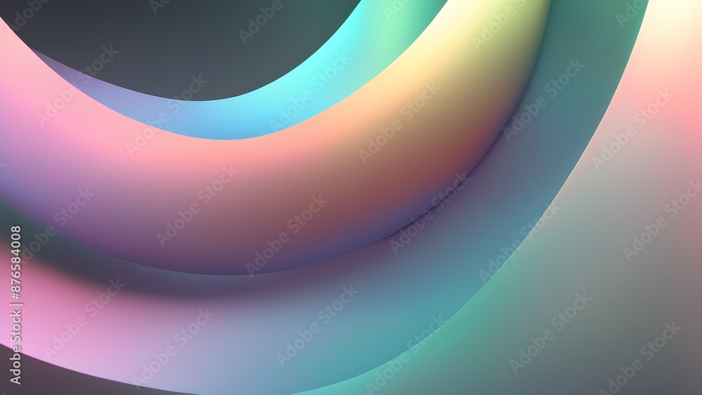 Aufkleber pastel-colored abstract 3d rendering of curved shapes with soft gradients.