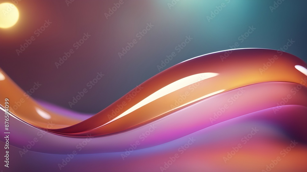 Poster abstract 3d rendering of a smooth, fluid-like shape with vibrant colors and a glossy finish.