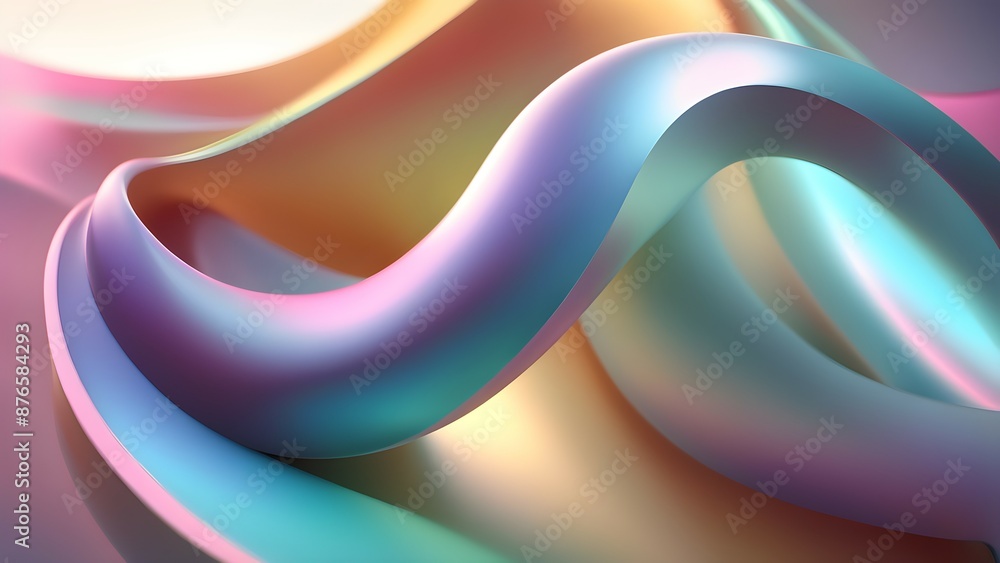Poster gradient pastel color abstract 3d shape with smooth lines