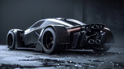 Black fast sports car. Futuristic sports car concept. Generative Ai.