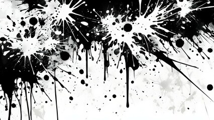 Black and white abstract paint splatter grunge texture background