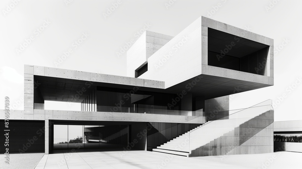 Poster geometric architecture features clean lines, sharp angles, and minimalistic designs for a striking i