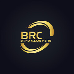 BRC logo. B R C design. White BRC letter. BRC, B R C letter logo design. B R C letter logo design in GOLD, GOLDEN LOGO, THREE, style. letter logo set in one artboard. B R C letter logo vector design.