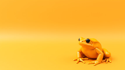 A golden frog on a yellow background, minimal, cute, and playful, perfect for a summer or spring design. 