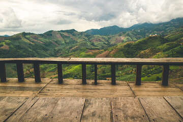 Fototapeta premium wooden bridge over the mountain
