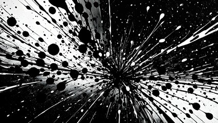 Obraz premium Black and white abstract painting with a burst of energy