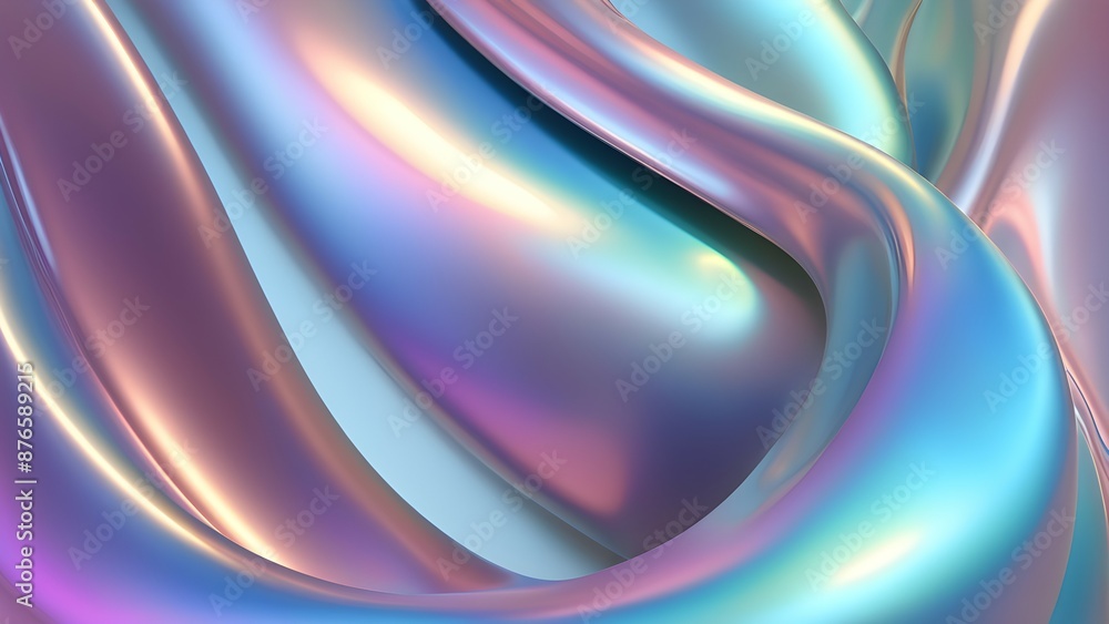 Poster iridescent waves of color undulate in a mesmerizing display of light and form