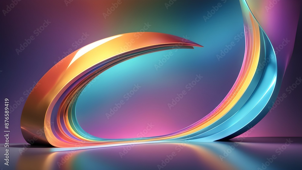 Aufkleber abstract 3d rendering of a colorful curved shape against a gradient background