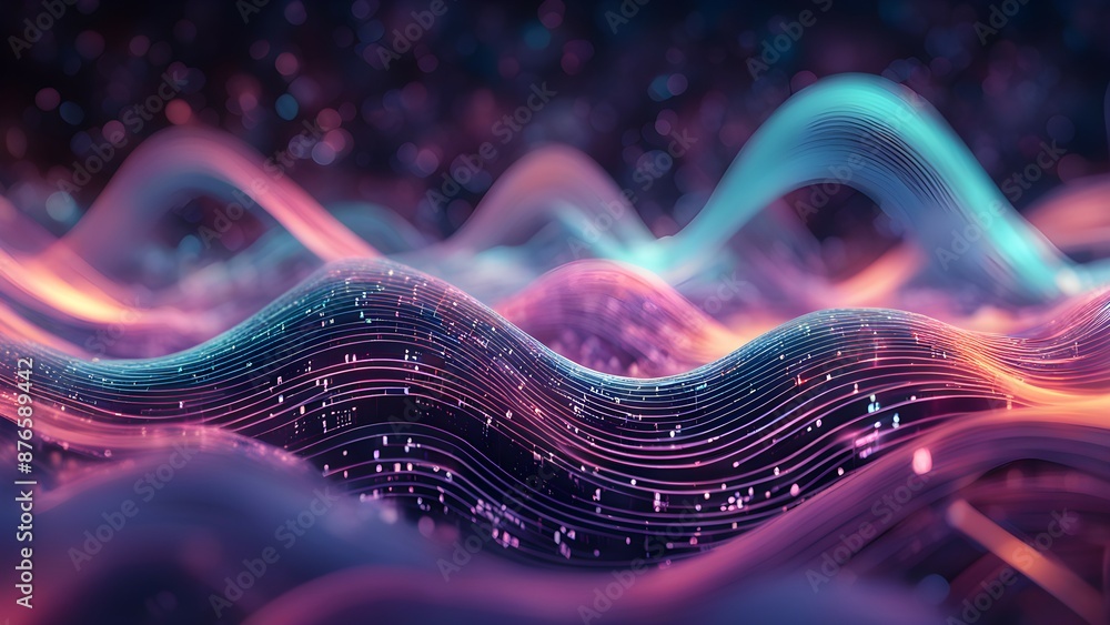 Poster flowing luminous data constructs in cyberspace