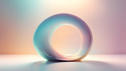 Gradient pastel torus floating in soft lighting