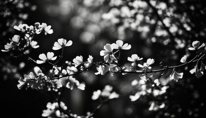 Naklejka premium Black and White Dogwood Blossoms.