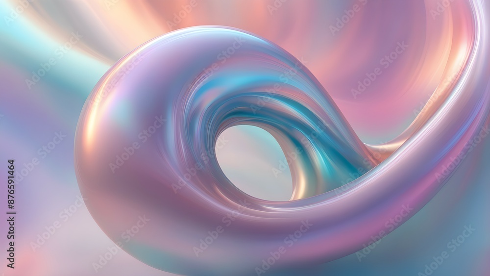 Aufkleber gradient pastel-colored abstract 3d shape with a glossy surface