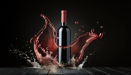 Fototapeta premium Elegant Red Wine Splashing on Dark Backdrop