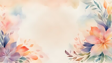 Watercolor Floral Frame with Soft Pastel Colors