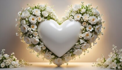 White Heart Shaped Flower Arrangement.
