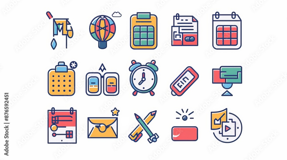 Poster calendar line icons. editable stroke. pixel perfect. for mobile and web. contains such icons as appo