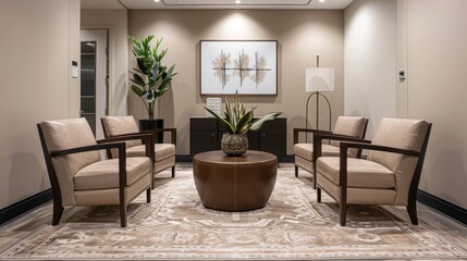 Transitional workplace interiors combine traditional elegance with modern elements. Expect sophisticated decor, neutral hues, and a fusion of classic and contemporary furniture.
