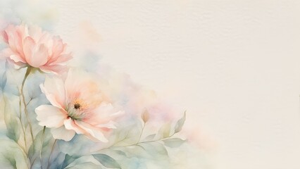 Delicate watercolor floral background in soft pastel hues