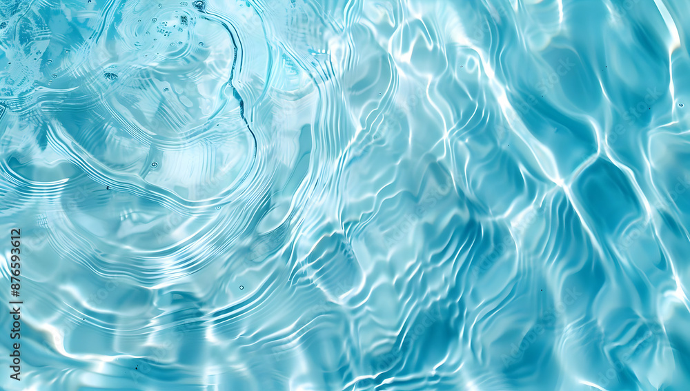 Poster abstract view of rippling blue water surface creating mesmerizing patterns and reflections, perfect 