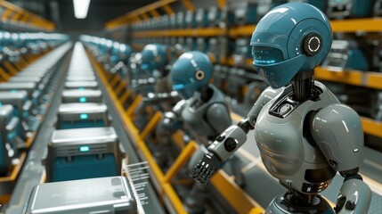 Fototapeta premium Automation of Repetitive Tasks: AI can handle mundane, repetitive tasks efficiently, freeing up human workers to focus on more complex and creative activities. 