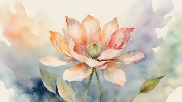 Gentle Elegance of a Single Flower in Watercolor