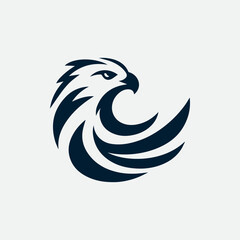 Sleek and abstract falcon eagle hawk logo icon. Symbolizes agility and strength, perfect for sports teams and corporate branding. Vector design for versatility and scalability.