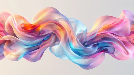 Naklejka premium Intricately intertwined torus forms in soothing gradient pastels, transitioning from serene blues to gentle pinks and greens, set against a light, calming background. 