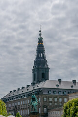 Fototapeta premium Various photos from the city center of Copenhagen the capital of Denmark harbor palace churches colorful buildings canals and general city view with cloudy weather and sunset colors