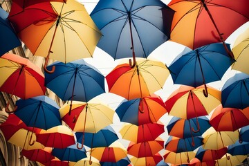 multiple colorful umbrellas