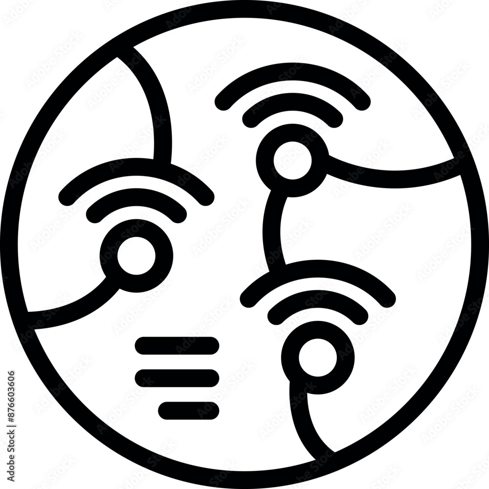 Poster visual representation of a global network connecting devices using wireless technology