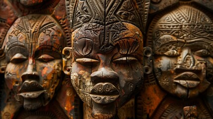 Fototapeta premium This African art piece showcases the rich cultural heritage and profound symbolism of the region.