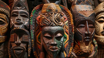 Fototapeta premium A vibrant African art piece reflecting centuries-old traditions and the rich heritage of tribal communities.