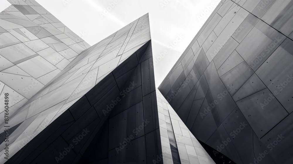 Poster modern architecture features geometric designs, clean lines, and sharp angles for a sleek, functiona