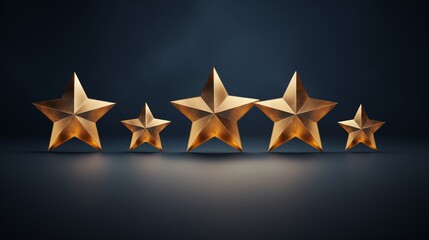 Fototapeta premium Illustration of a Five-Star Rating with Golden Metallic Stars
